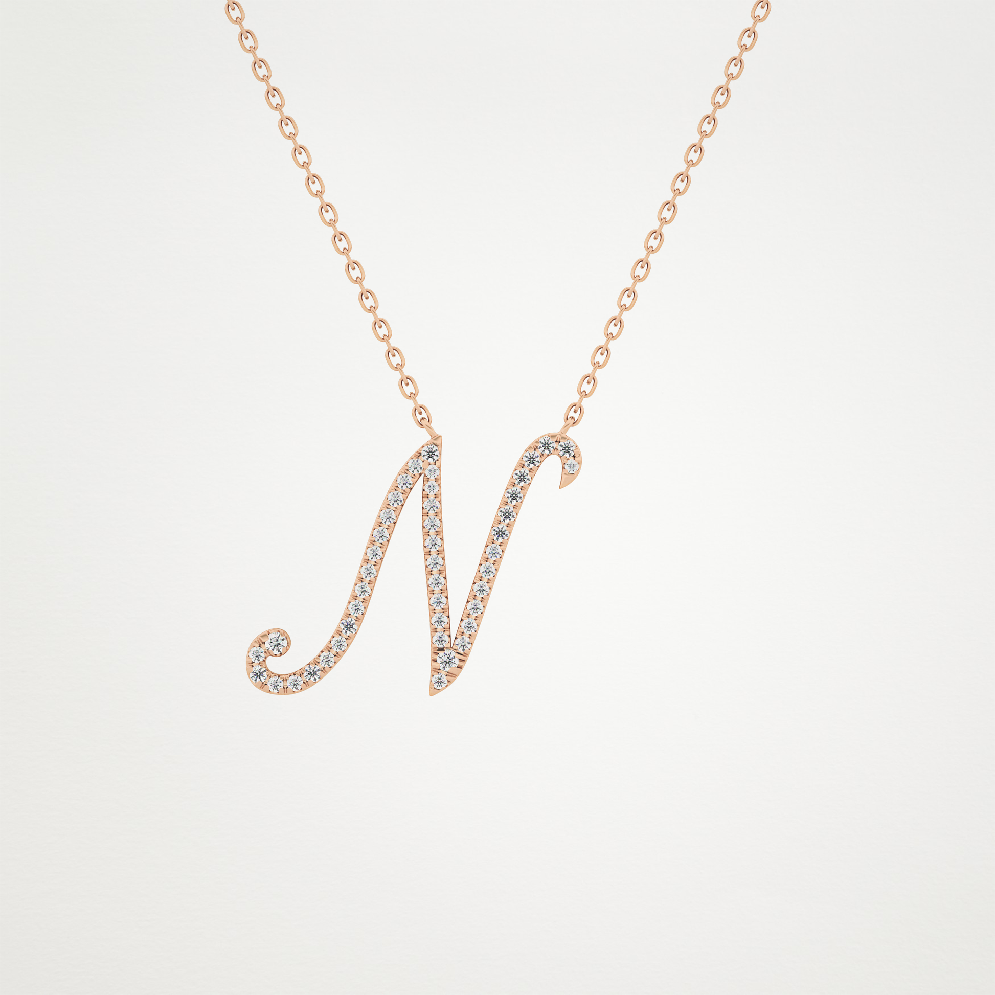 0.099 TCW Round Lab Grown Diamond N Initial Necklace