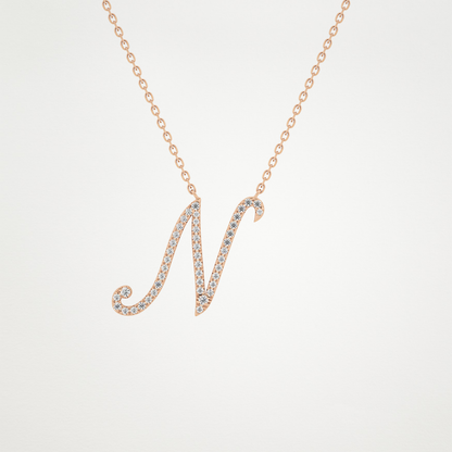 0.099 TCW Round Lab Grown Diamond N Initial Necklace