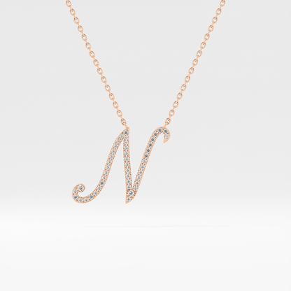 0.099 TCW Round Lab Grown Diamond N Initial Necklace