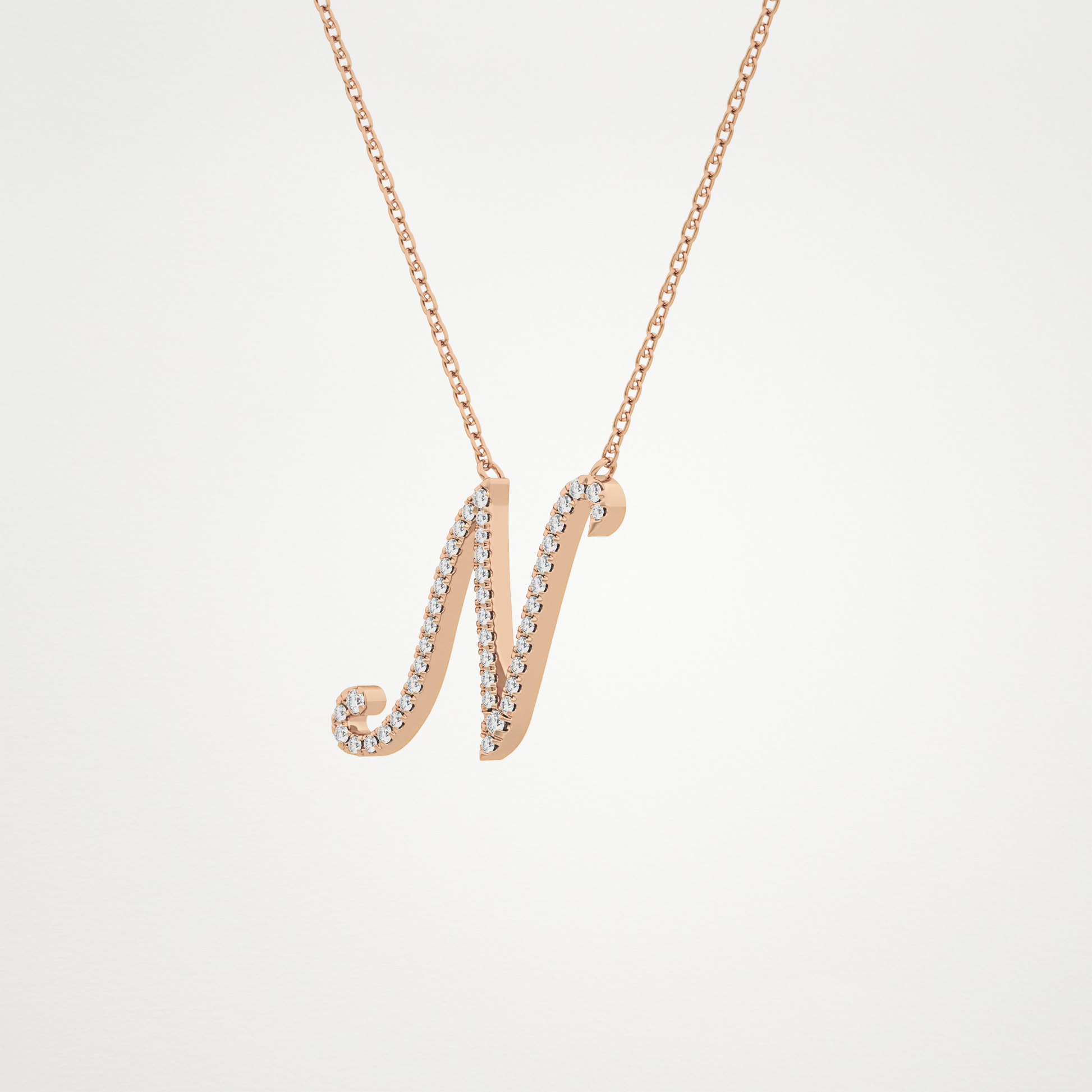 0.099 TCW Round Lab Grown Diamond N Initial Necklace