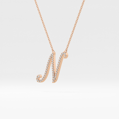 0.099 TCW Round Lab Grown Diamond N Initial Necklace