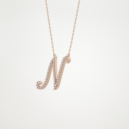 0.099 TCW Round Lab Grown Diamond N Initial Necklace
