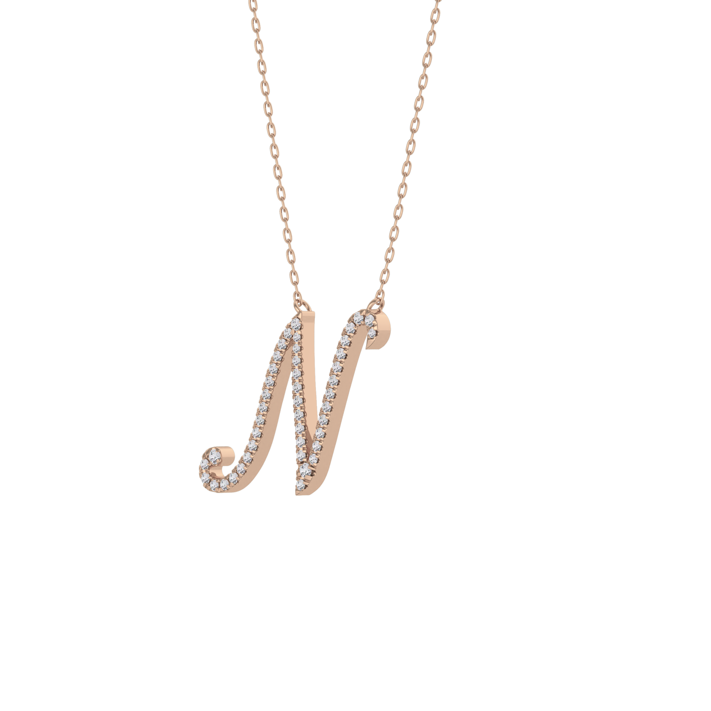 0.099 TCW Round Lab Grown Diamond N Initial Necklace