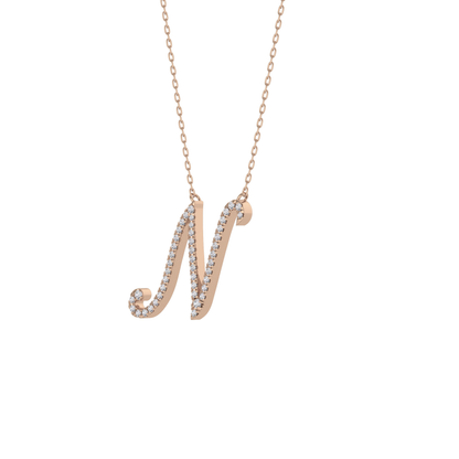 0.099 TCW Round Lab Grown Diamond N Initial Necklace