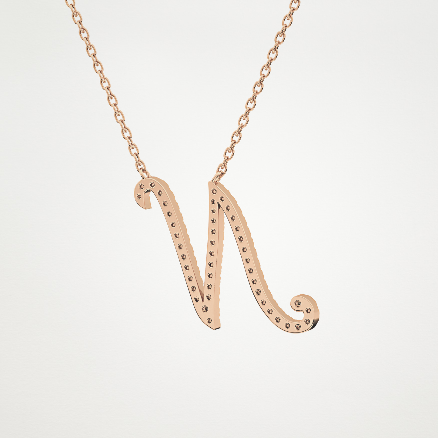 0.099 TCW Round Lab Grown Diamond N Initial Necklace