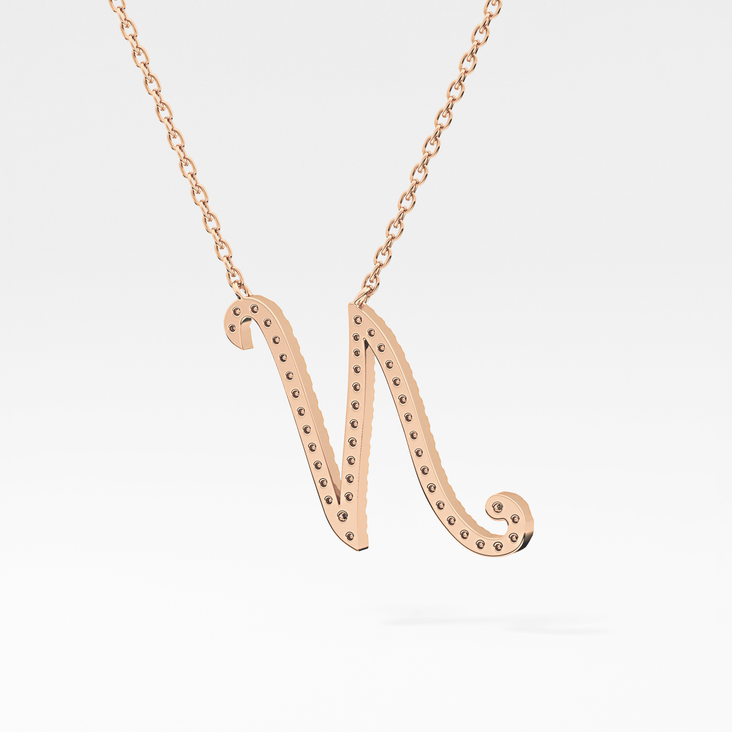 0.099 TCW Round Lab Grown Diamond N Initial Necklace