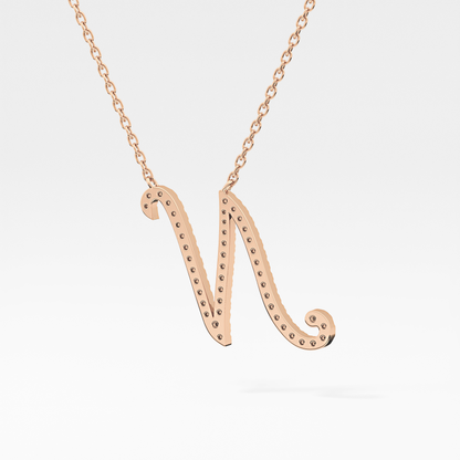 0.099 TCW Round Lab Grown Diamond N Initial Necklace