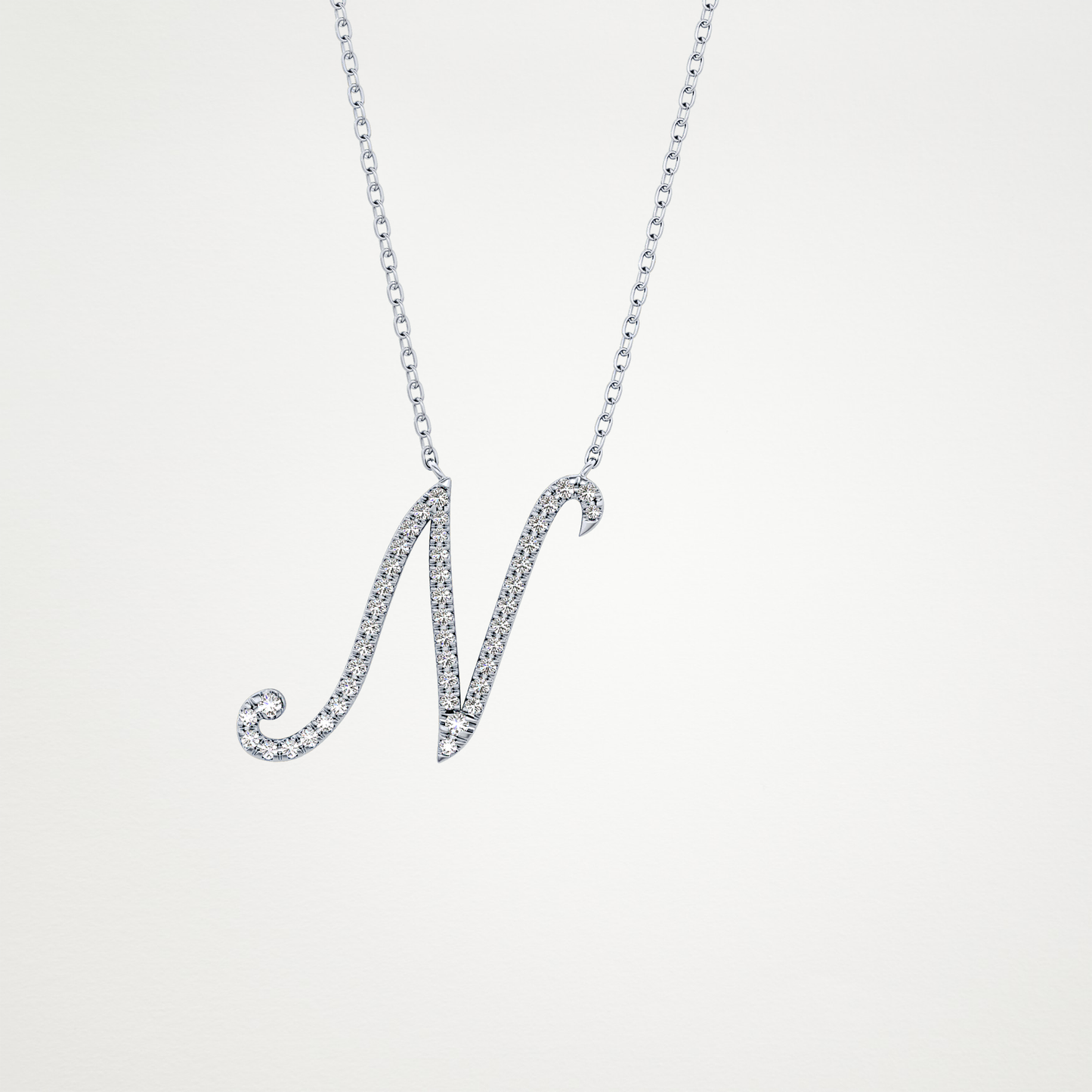 0.099 TCW Round Lab Grown Diamond N Initial Necklace