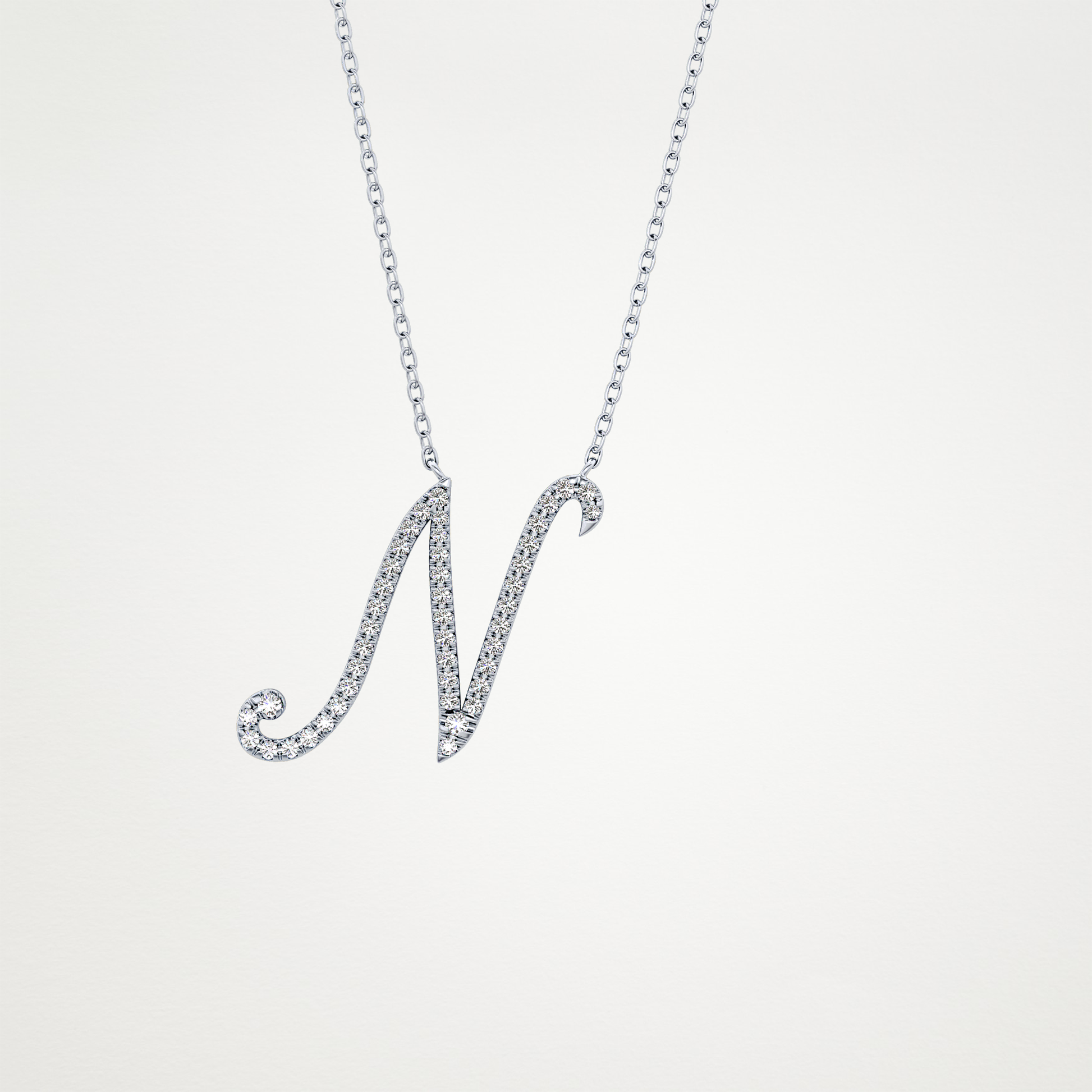 0.099 TCW Round Lab Grown Diamond N Initial Necklace