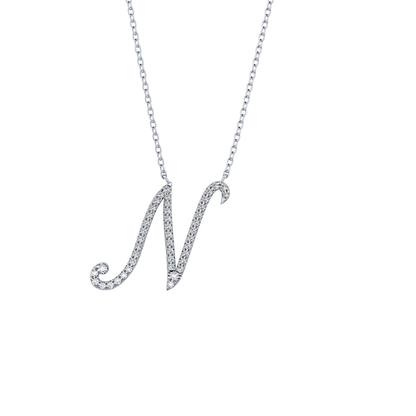 0.099 TCW Round Lab Grown Diamond N Initial Necklace
