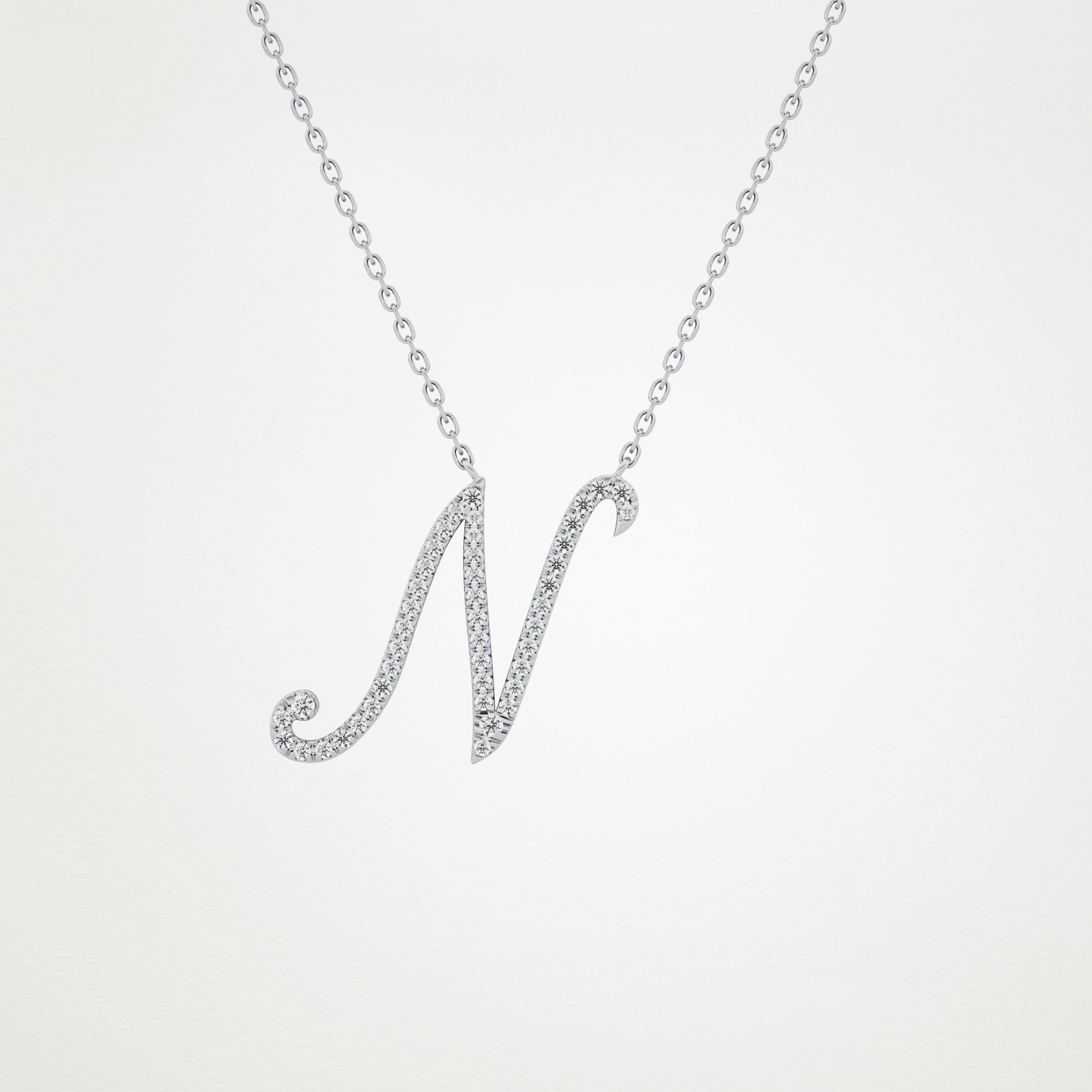 0.099 TCW Round Lab Grown Diamond N Initial Necklace