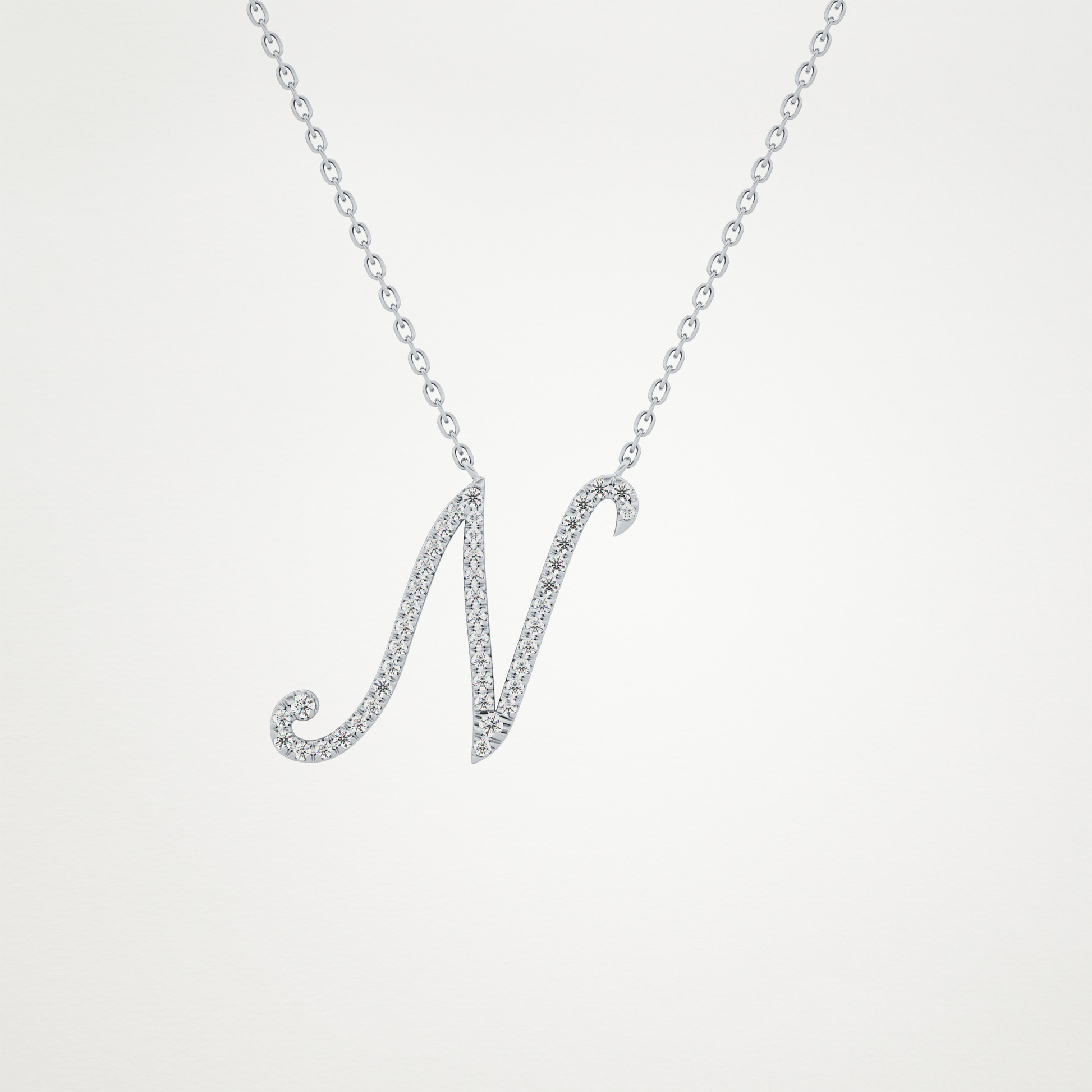 0.099 TCW Round Lab Grown Diamond N Initial Necklace
