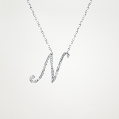 0.099 TCW Round Lab Grown Diamond N Initial Necklace