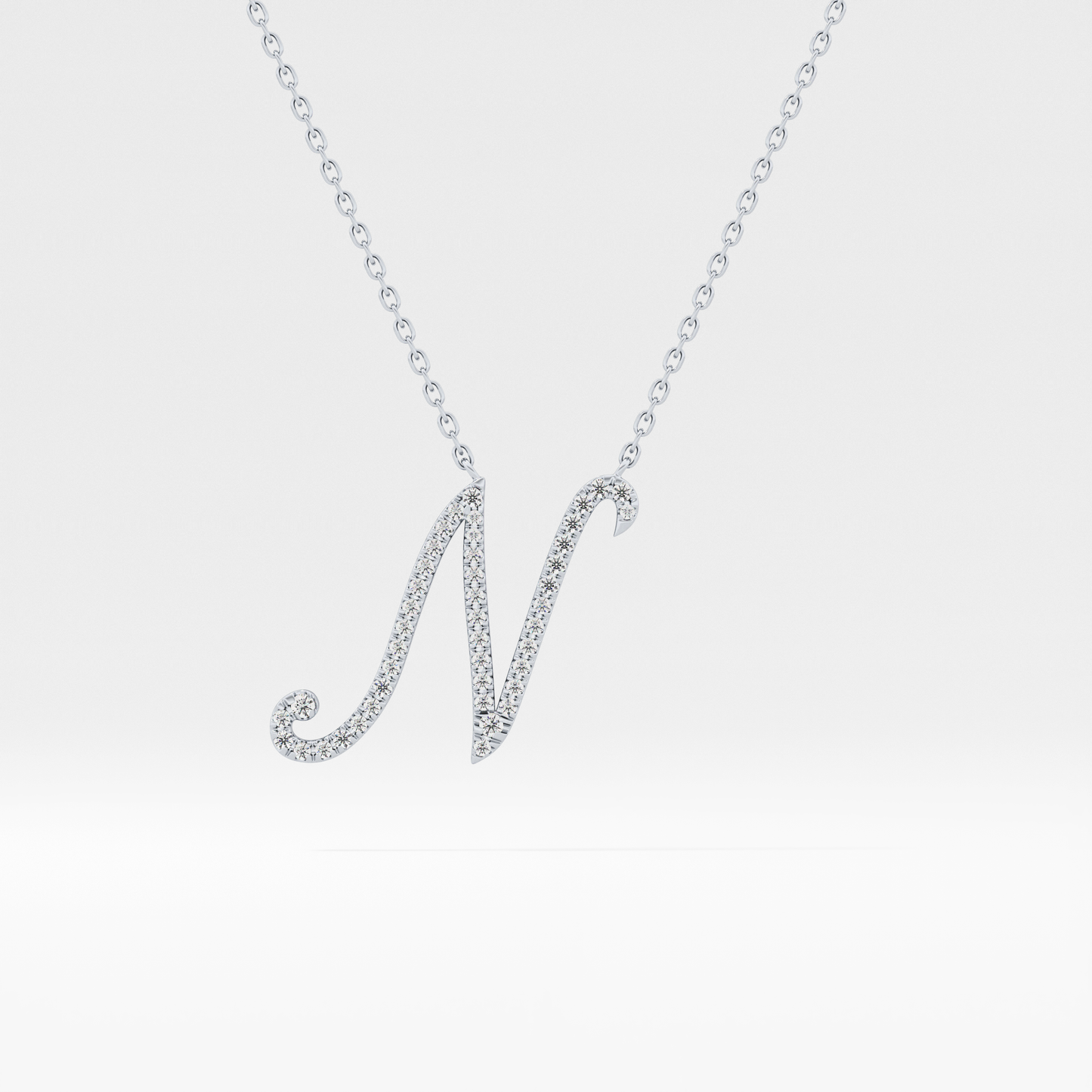 0.099 TCW Round Lab Grown Diamond N Initial Necklace