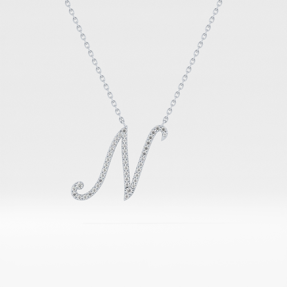 0.099 TCW Round Lab Grown Diamond N Initial Necklace