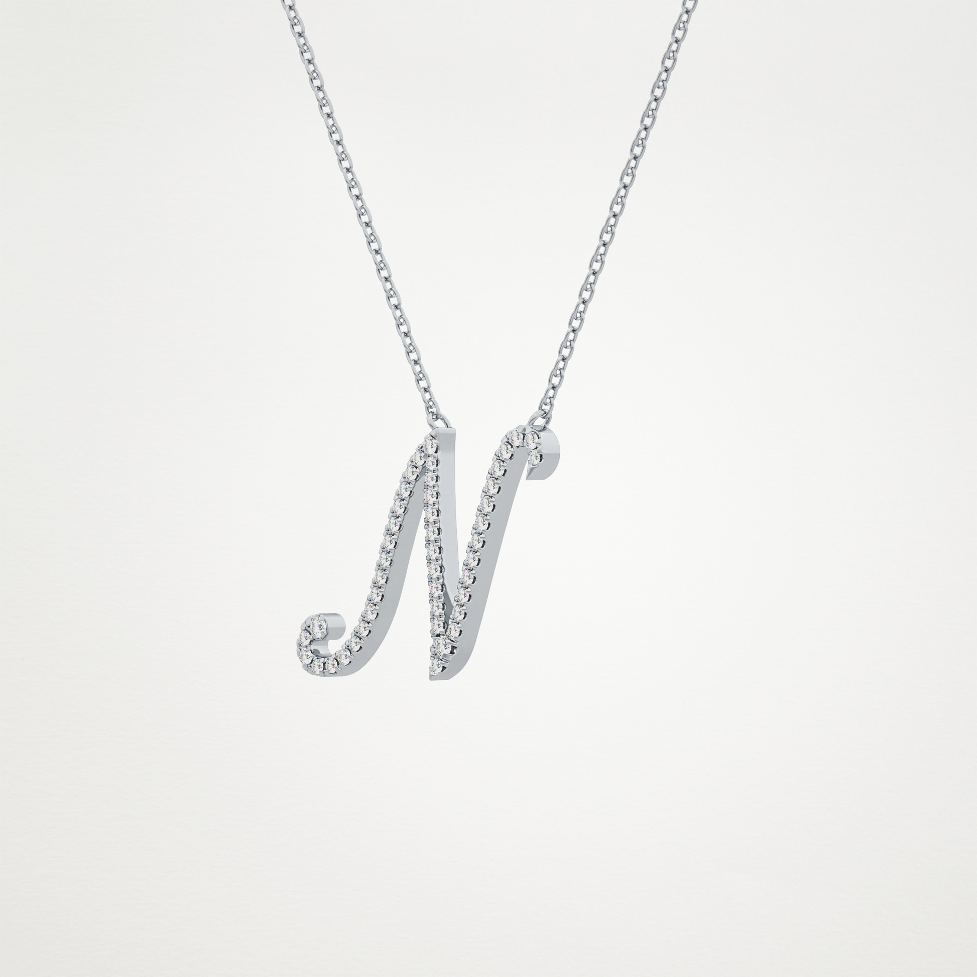 0.099 TCW Round Lab Grown Diamond N Initial Necklace