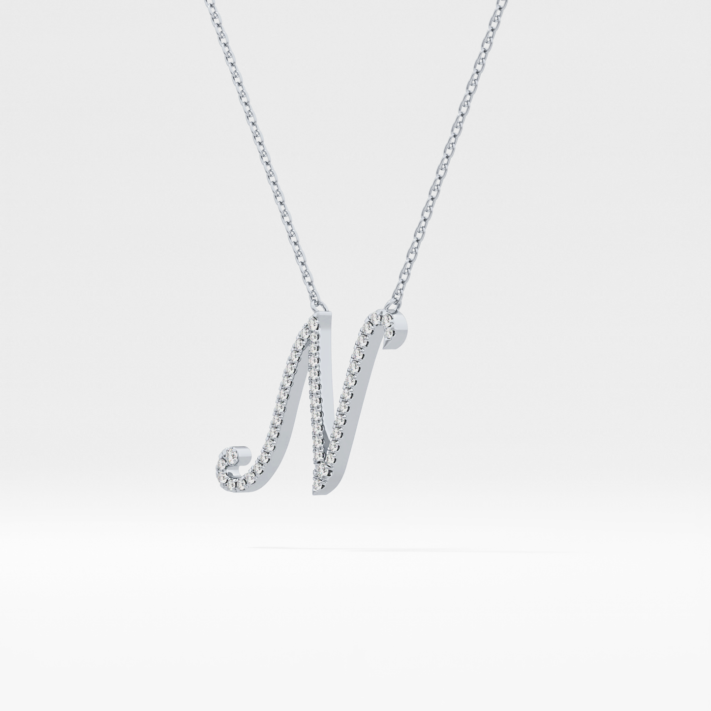0.099 TCW Round Lab Grown Diamond N Initial Necklace