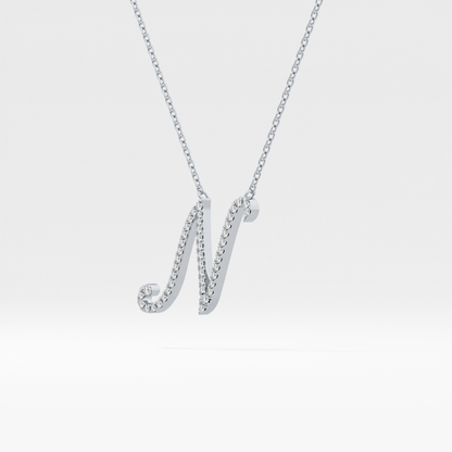 0.099 TCW Round Lab Grown Diamond N Initial Necklace