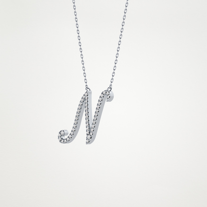 0.099 TCW Round Lab Grown Diamond N Initial Necklace