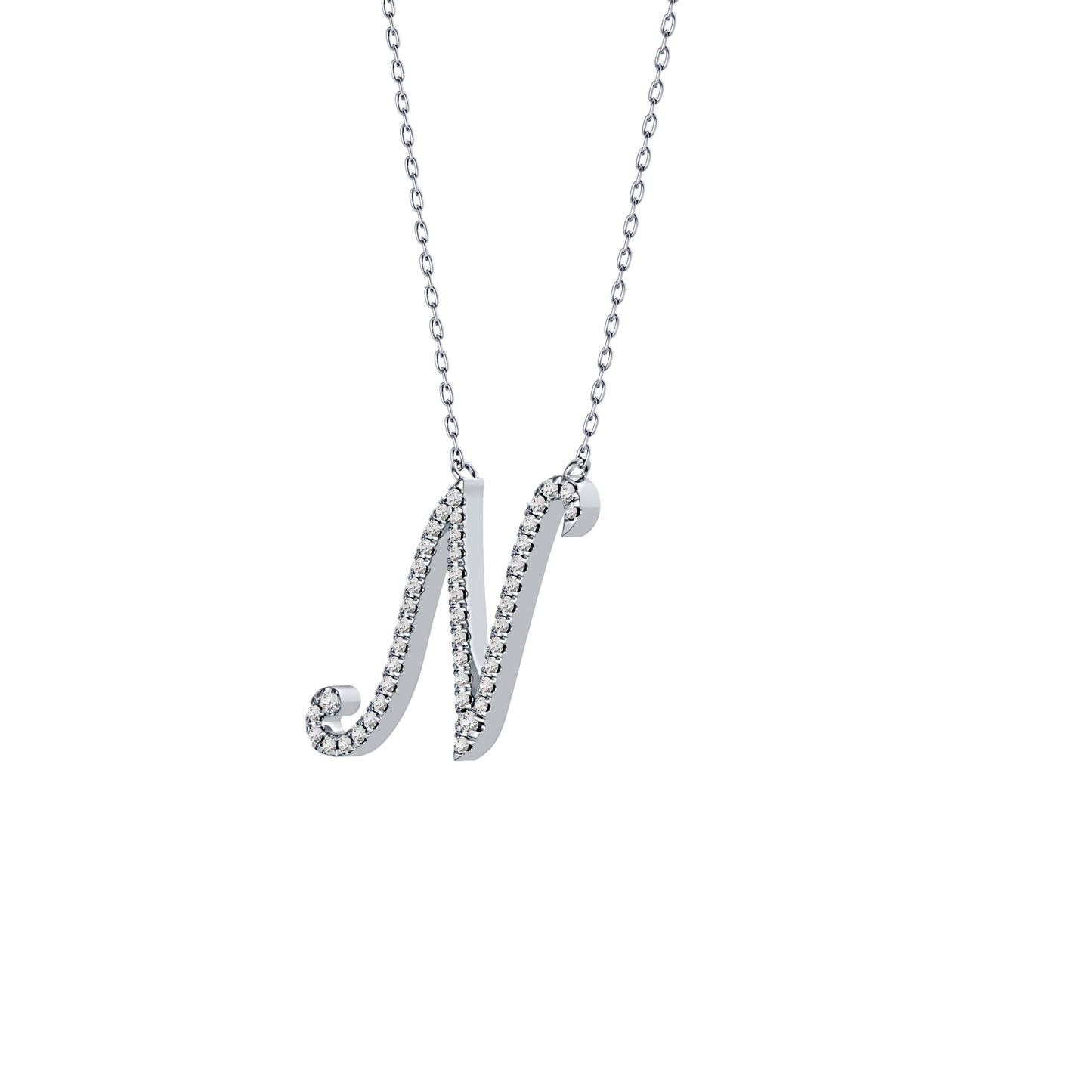 0.099 TCW Round Lab Grown Diamond N Initial Necklace