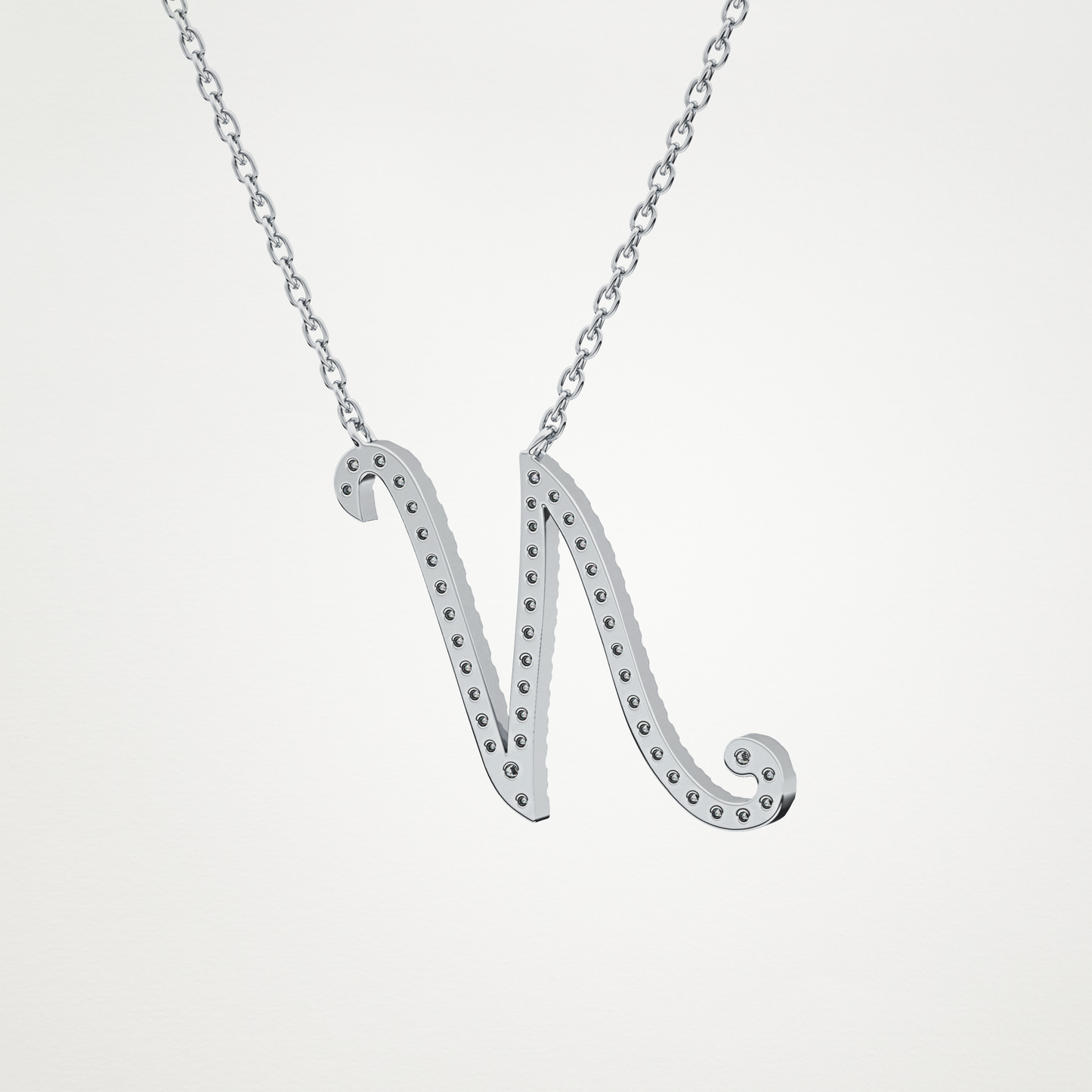 0.099 TCW Round Lab Grown Diamond N Initial Necklace