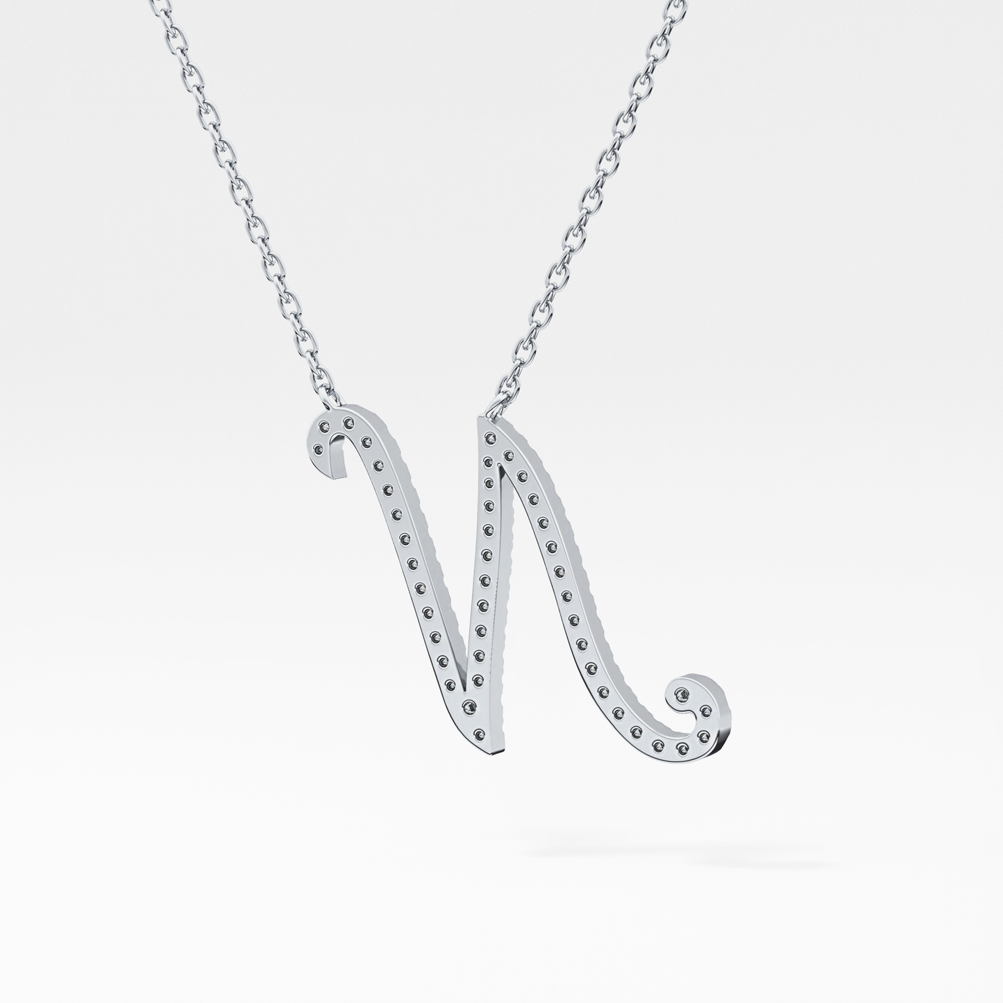 0.099 TCW Round Lab Grown Diamond N Initial Necklace
