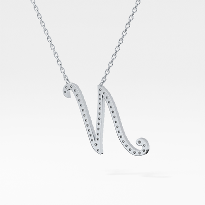 0.099 TCW Round Lab Grown Diamond N Initial Necklace