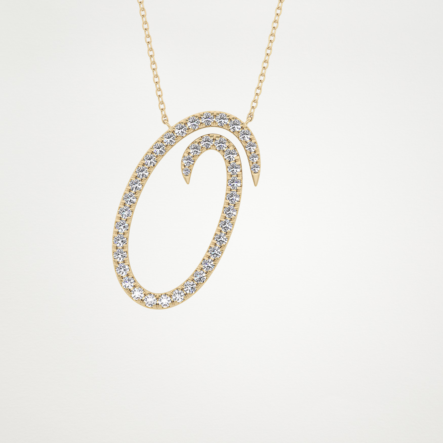 0.473 TCW Round Lab Grown Diamond O Initial Necklace