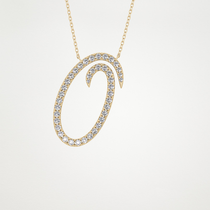 0.473 TCW Round Lab Grown Diamond O Initial Necklace