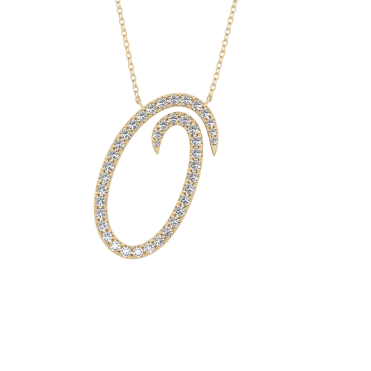 0.473 TCW Round Lab Grown Diamond O Initial Necklace