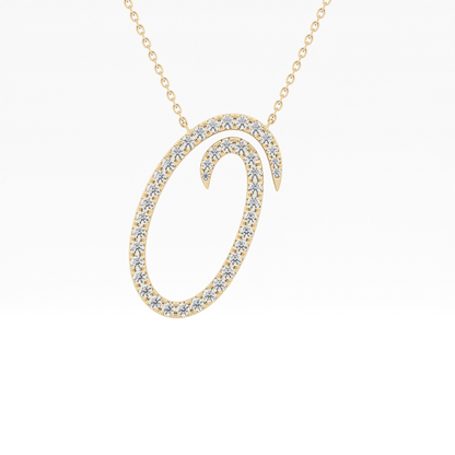 0.473 TCW Round Lab Grown Diamond O Initial Necklace