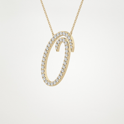 0.473 TCW Round Lab Grown Diamond O Initial Necklace