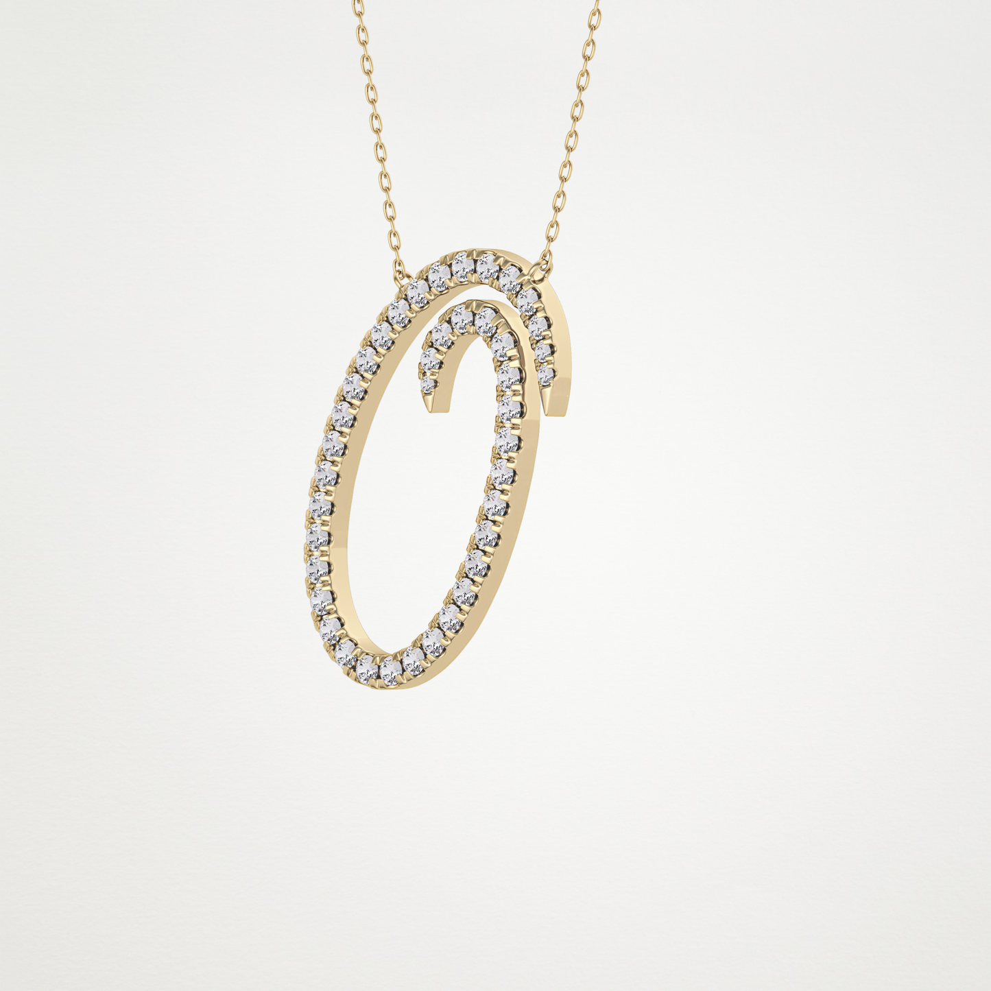 0.473 TCW Round Lab Grown Diamond O Initial Necklace