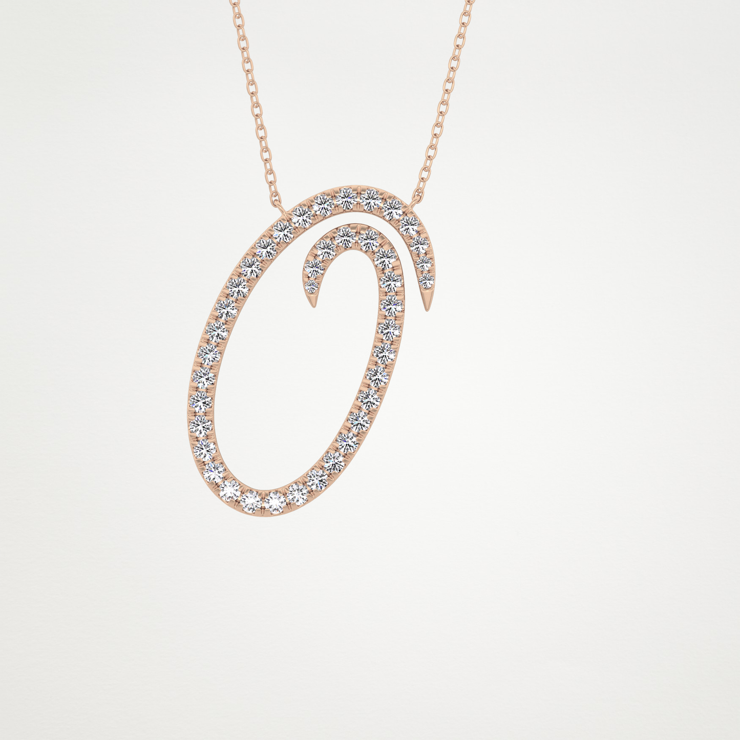 0.473 TCW Round Lab Grown Diamond O Initial Necklace