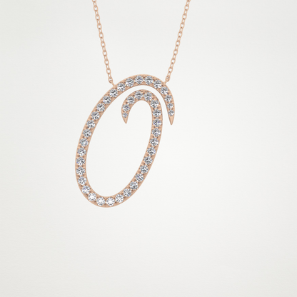 0.473 TCW Round Lab Grown Diamond O Initial Necklace