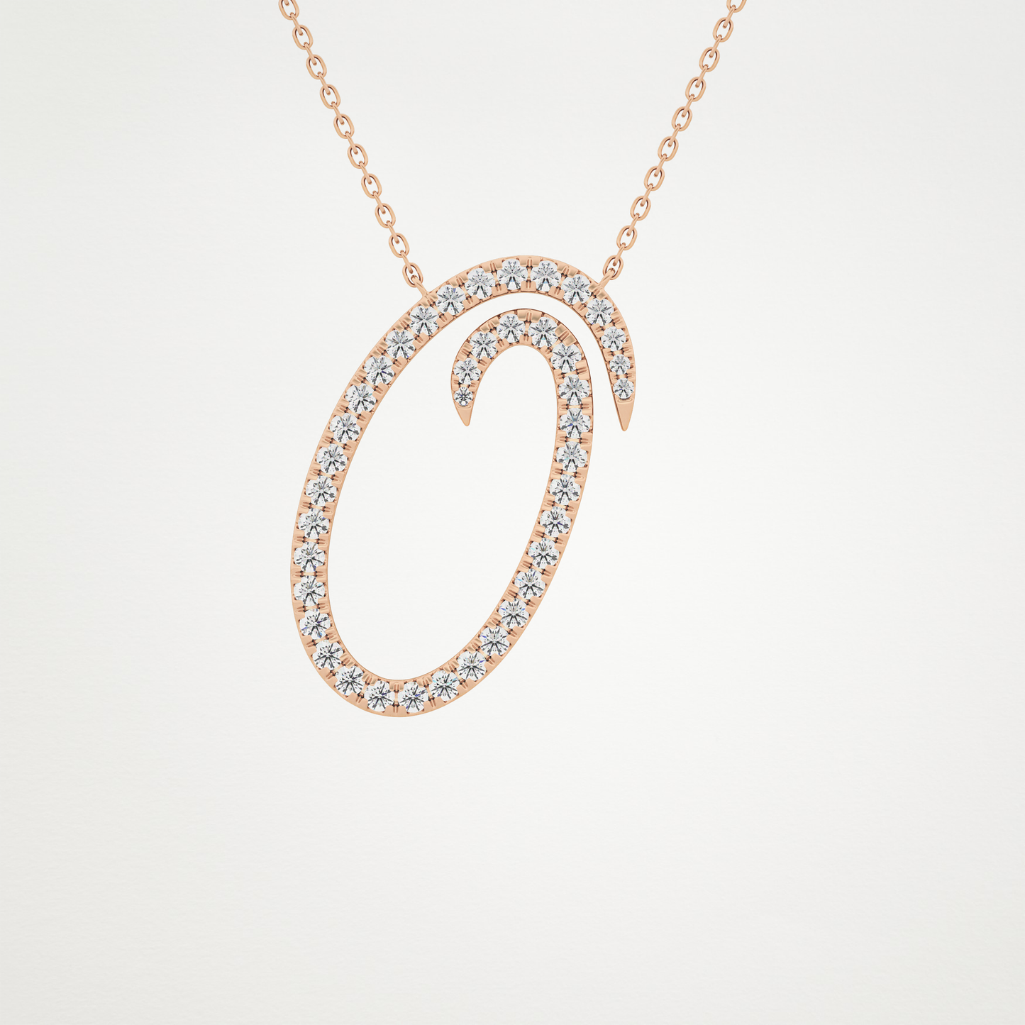 0.473 TCW Round Lab Grown Diamond O Initial Necklace