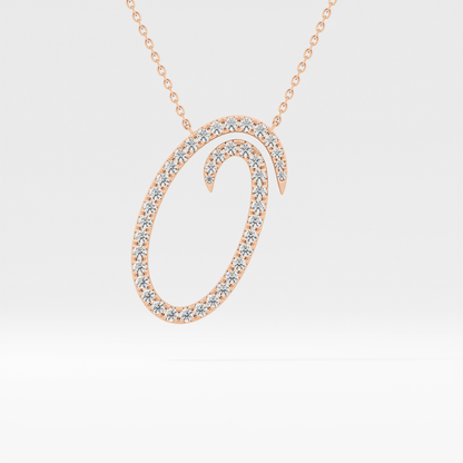 0.473 TCW Round Lab Grown Diamond O Initial Necklace