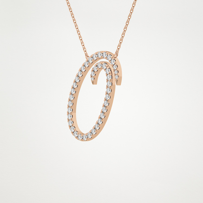 0.473 TCW Round Lab Grown Diamond O Initial Necklace