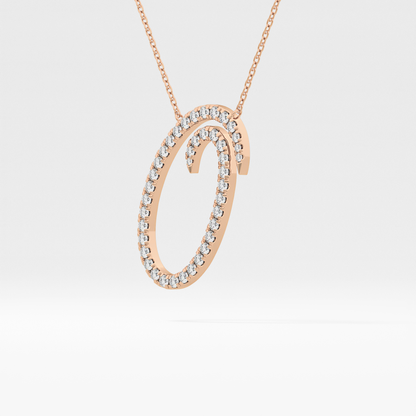 0.473 TCW Round Lab Grown Diamond O Initial Necklace