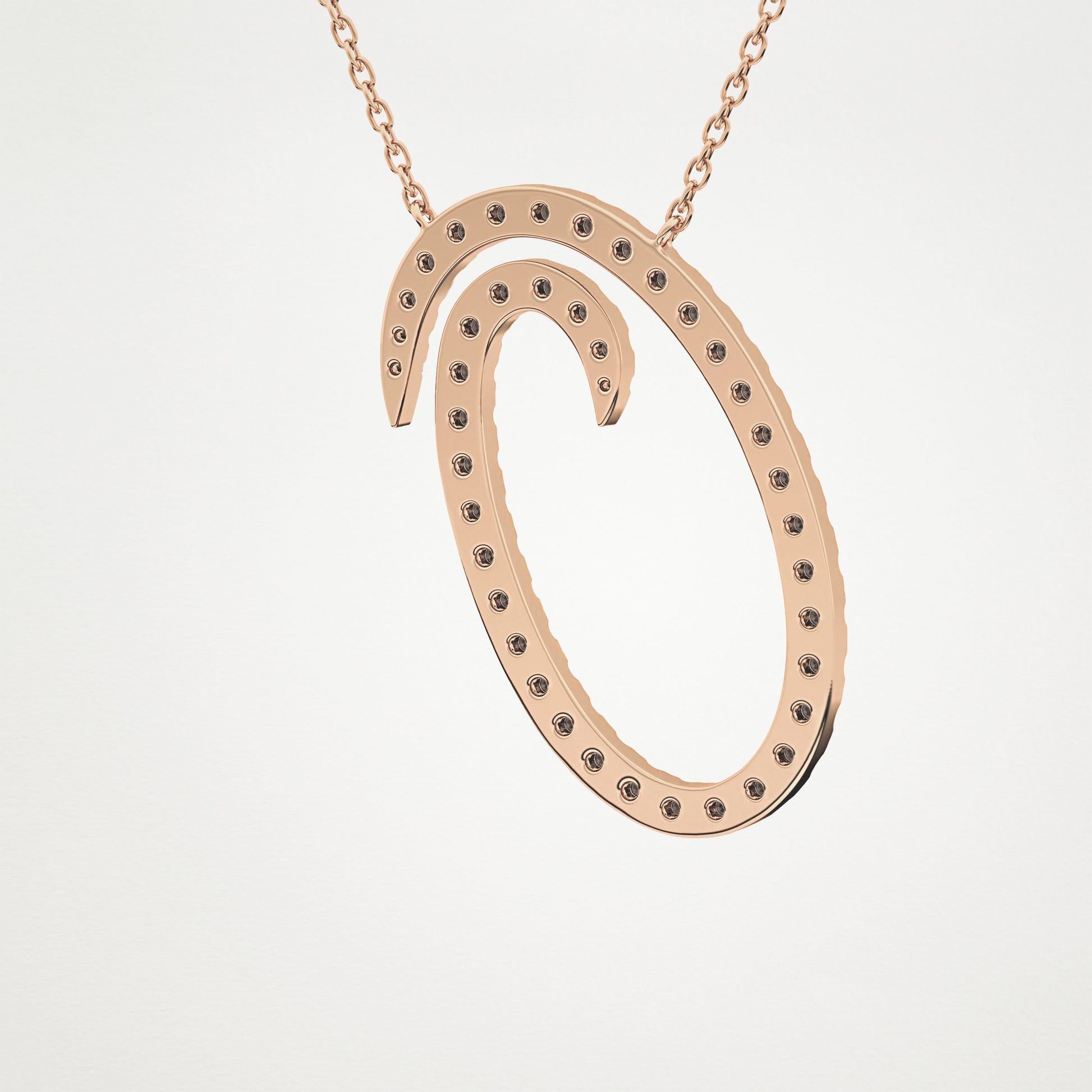 0.473 TCW Round Lab Grown Diamond O Initial Necklace