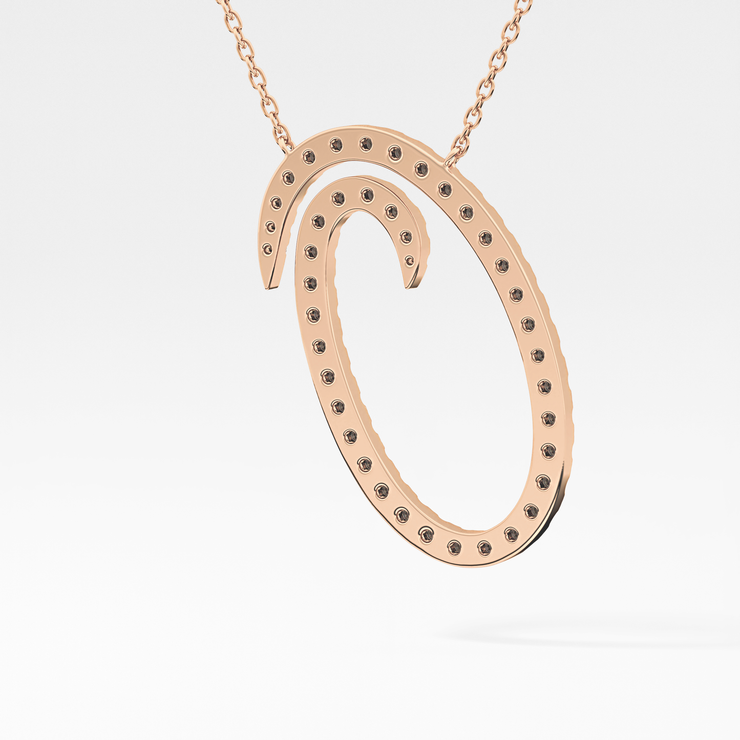 0.473 TCW Round Lab Grown Diamond O Initial Necklace