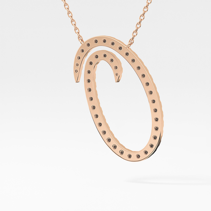 0.473 TCW Round Lab Grown Diamond O Initial Necklace