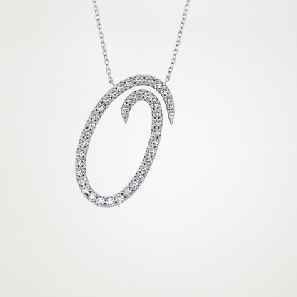 0.473 TCW Round Lab Grown Diamond O Initial Necklace