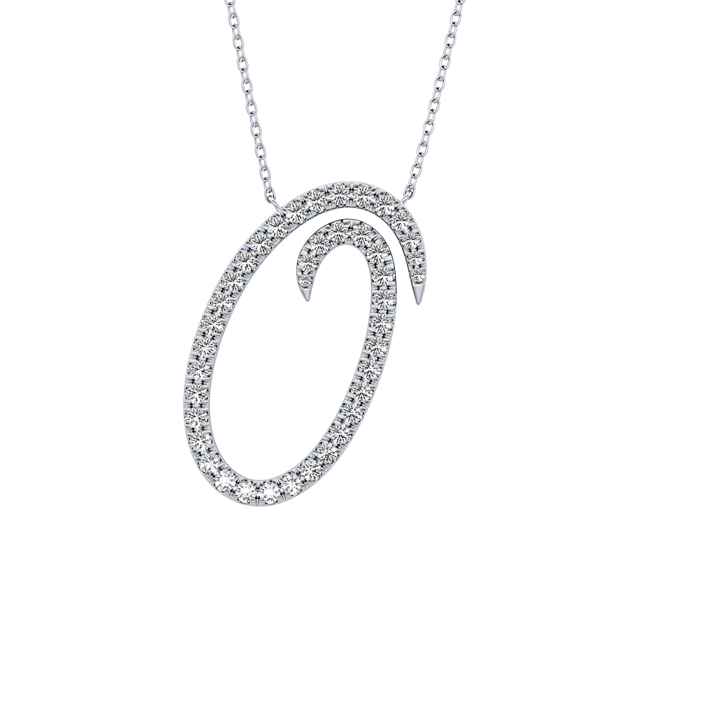 0.473 TCW Round Lab Grown Diamond O Initial Necklace