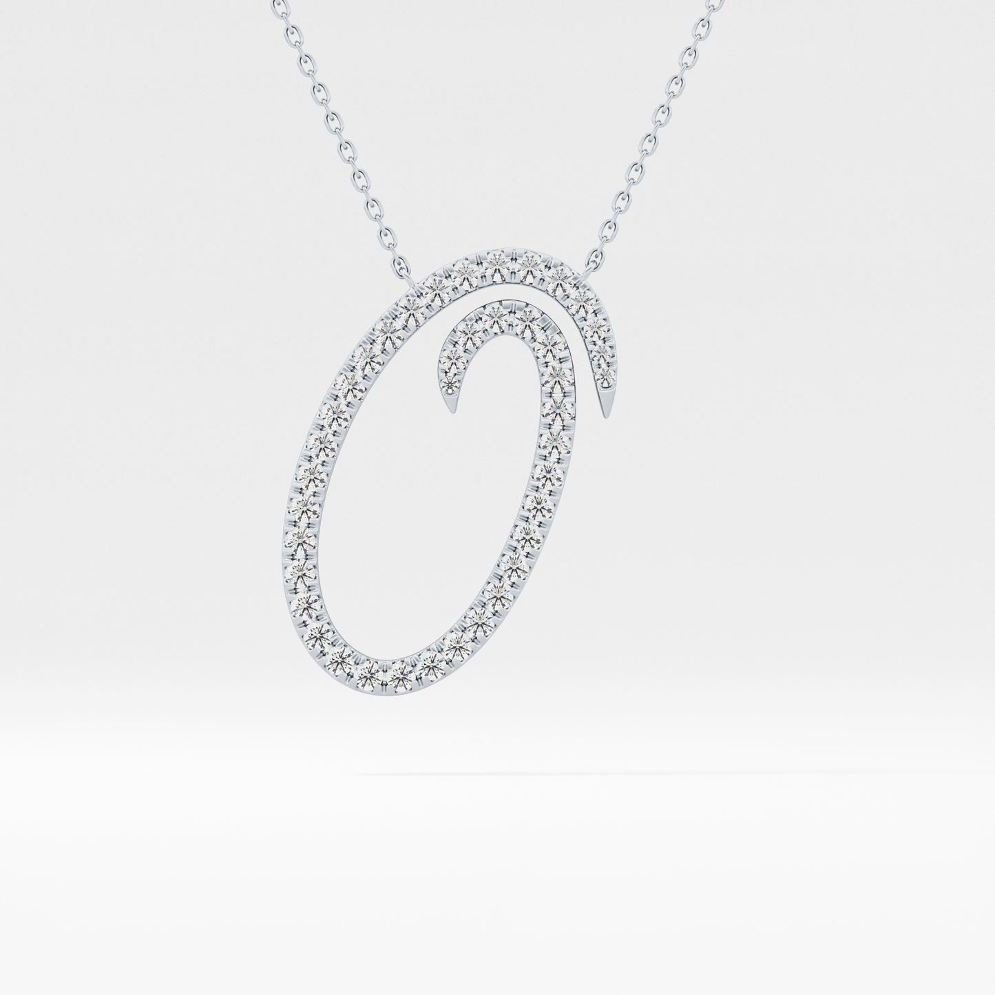 0.473 TCW Round Lab Grown Diamond O Initial Necklace