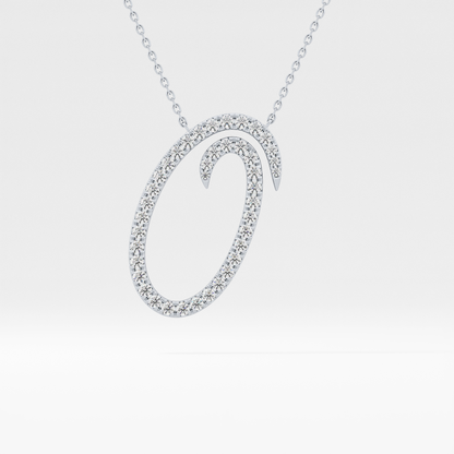 0.473 TCW Round Lab Grown Diamond O Initial Necklace