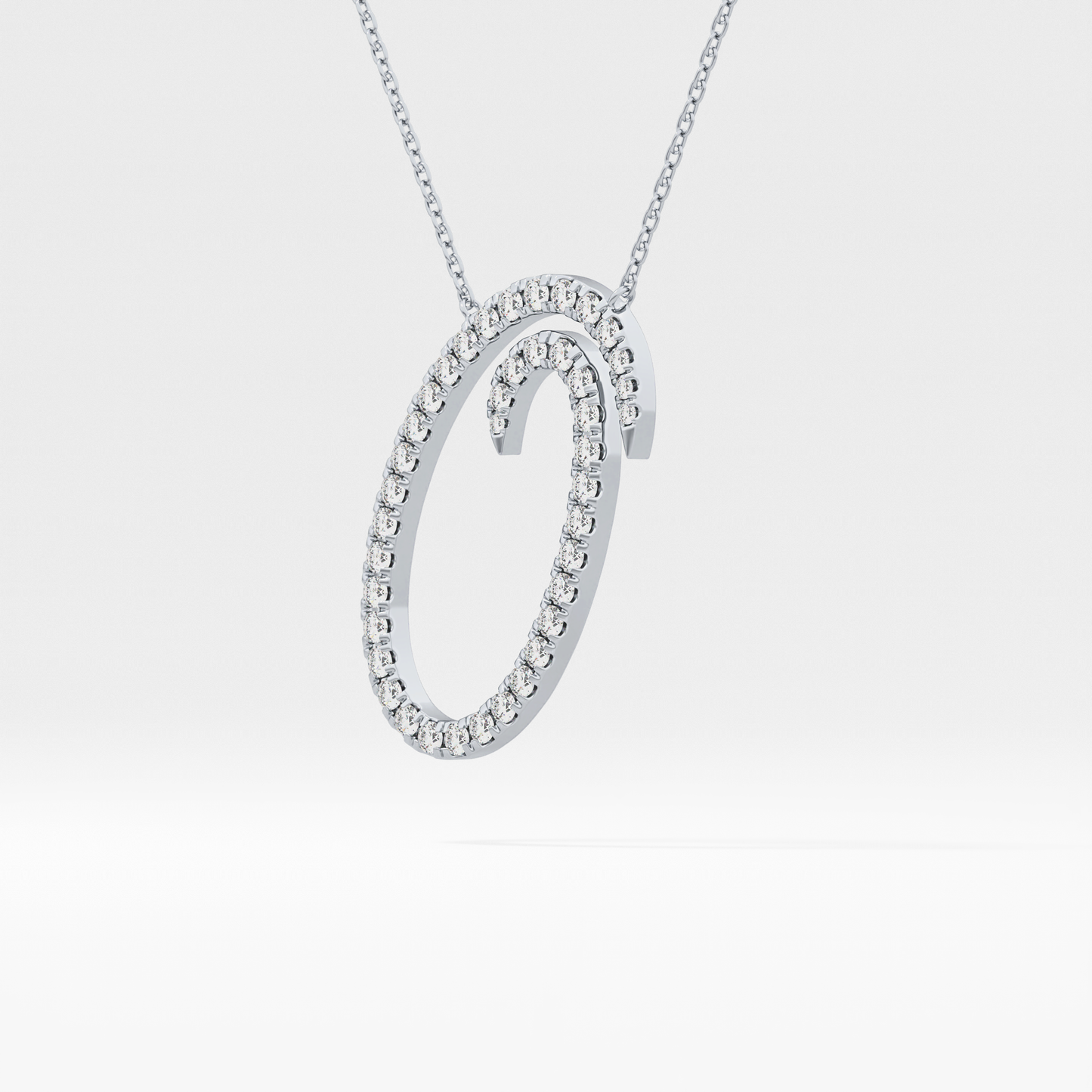 0.473 TCW Round Lab Grown Diamond O Initial Necklace