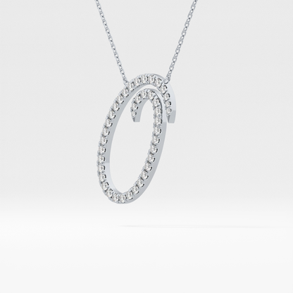 0.473 TCW Round Lab Grown Diamond O Initial Necklace