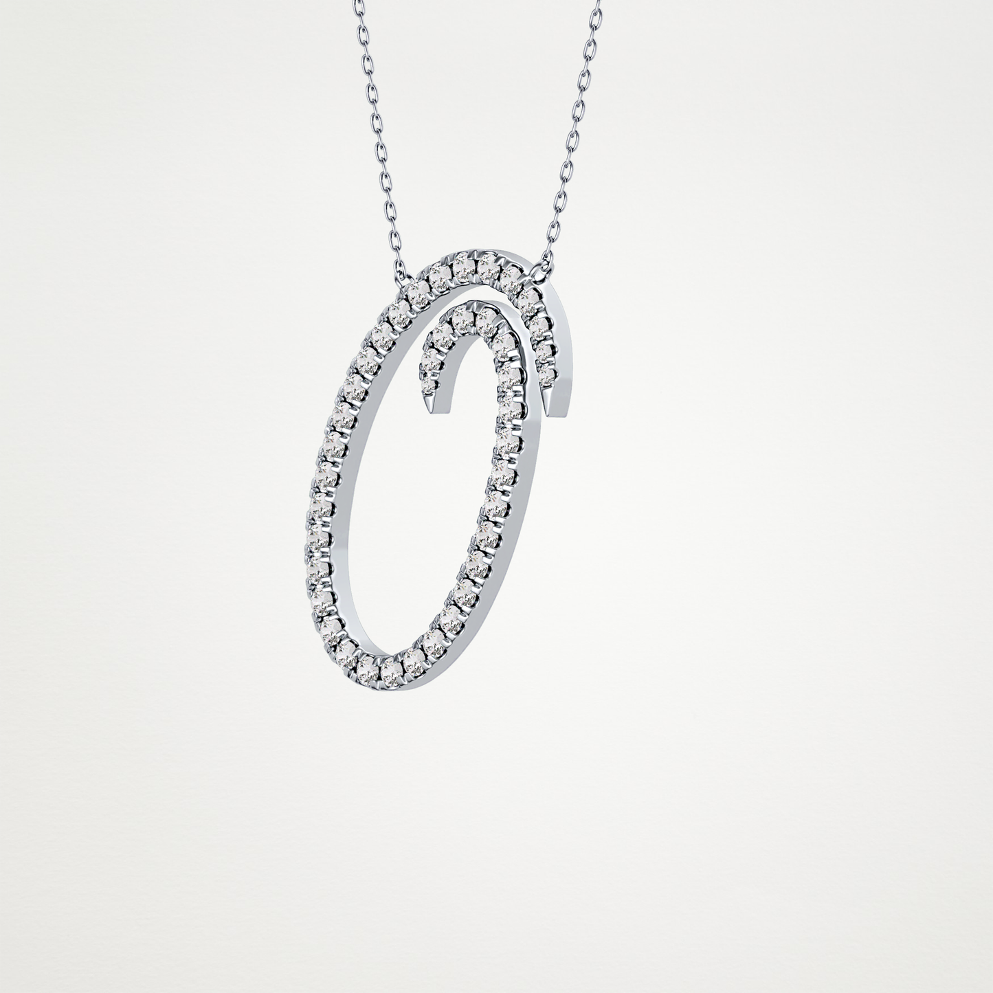 0.473 TCW Round Lab Grown Diamond O Initial Necklace