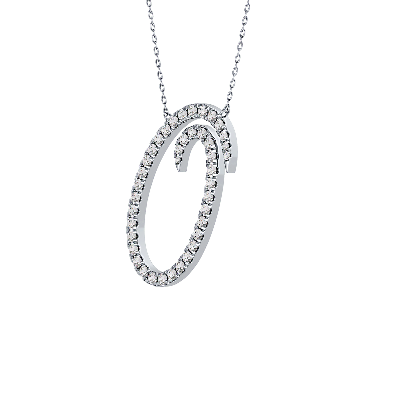 0.473 TCW Round Lab Grown Diamond O Initial Necklace